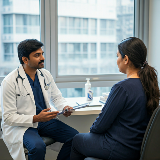 Dr. Nimmy Mathew consulting a patient